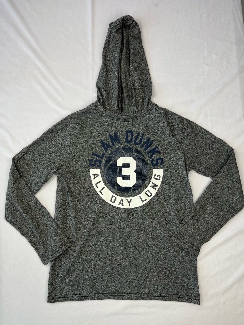 The Children’s Place Boys Heather Gray Hooded Long Sleeved Graphic T-Shirt - L